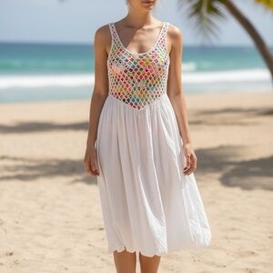 Zara White Backless Netted Dress